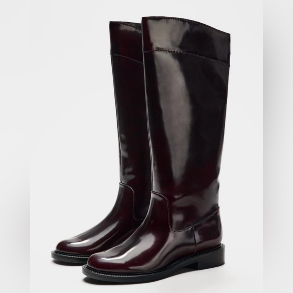 Zara’s Elegant Burgundy Knee-High Women's Boots